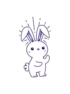 Şirin bir tavşanın neon ışık efekti canlandırması