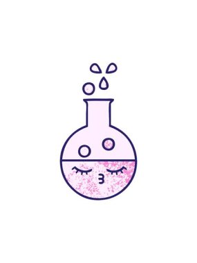 Bir test tüpünün retro grunge doku çizgi filminin hareketli animasyonu