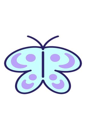 basit ama sevimli kelebek çiziminin hareketli animasyonu