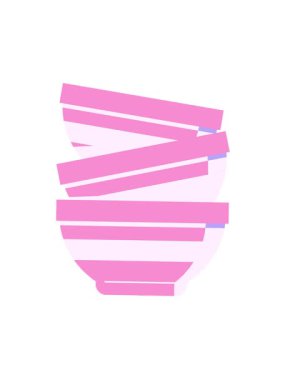 Bir yığın kasenin düz renk illüstrasyonunun titreşimli hareket animasyonu