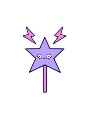 Sihirli bir değneğin sevimli bir illüstrasyonunun dönen hareket animasyonu