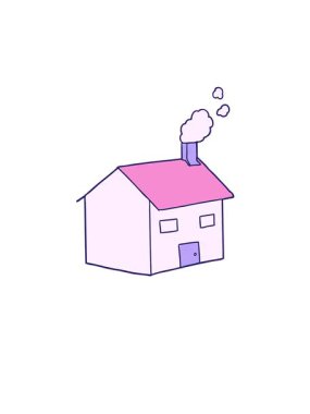 Çizgi film evinin yükseliş ve yüzme animasyonu