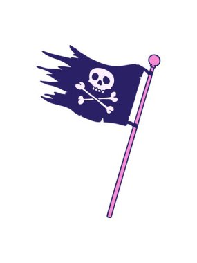 Basınçlı el animasyonu Korsan bayrağının karikatürü çizildi