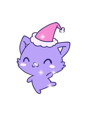 Kawaii kedisinin Noel karikatürü çizilmiş el animasyonu.