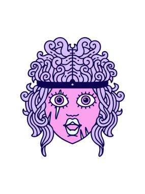 Retro Tattoo Biçimli barbar karakterinin neon ışık efekti animasyonu