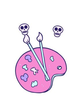 karikatür sanatçısı paletinin kafatası animasyonu