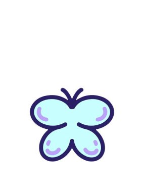 Uyanın ve süzülün basit parlak kelebek çizgi filminin animasyonu