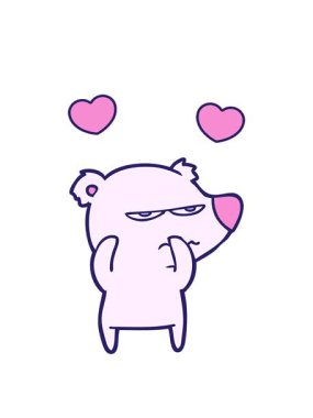 Kızgın ayı kutup karikatürünün dönen kalpleri.