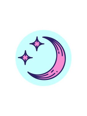 Ay ve yıldızların ikonik dövme tarzında satış animasyonu