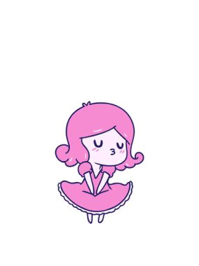 Şirin Kawaii kızının serbest çizim hareketli animasyonu