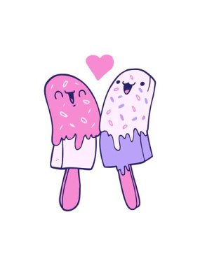 Dikkat çekici çizgi film buz lolipopunun aşk animasyonu