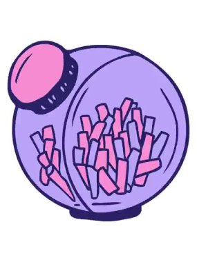 Tatlı kavanozdaki çizgi film şekerlerinin titreyen hareketi.