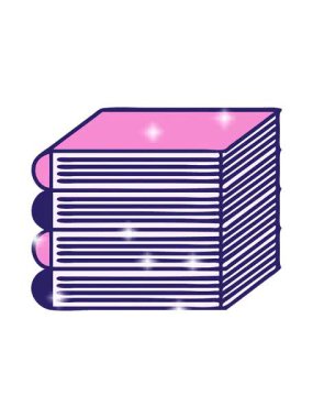 Bir yığın kitabın sevimli çizgi filminin ışıltı etkisi