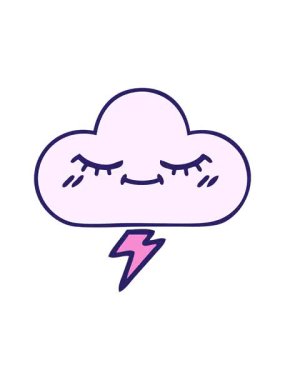 Gökgürültüsü bulutunun sevimli karikatürünün titreyen hareketi.