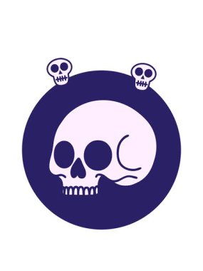 Bir kafatasının eski simgesel dövme görüntüsünün dönen kafatası animasyonu