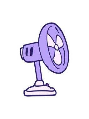 El çizimi çizgi film tarzı masaüstü vantilatörünün ışık efekti animasyonu