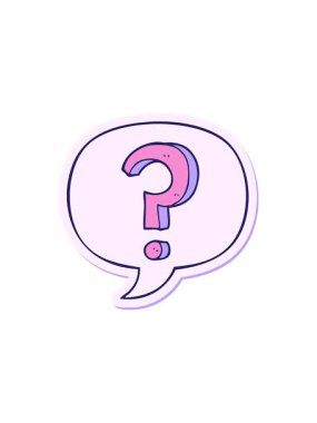 Konuşma kabarcığı etiketli çizgi film soru işaretinin radyoaktif parlayan animasyonu