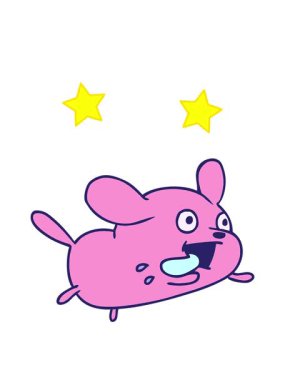 dönen yıldızlar çizilmiş kawaii köpeğinin el yapımı çizgi filmi.