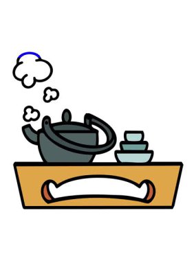 Tahta tepside Japon çayının animasyonunu canlandırın.