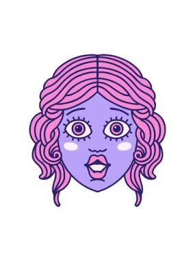 Kadın yüzünün ikonik dövme şeklindeki hareketli animasyonu