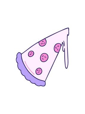 Dikkat çekici bir el çizimi çizgi film pizza dilimi.