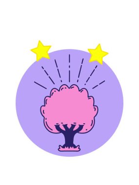 dönen yıldızlar dövme stili bir ağacın karalamalarının animasyonu