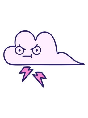 Gökgürültüsü bulutunun sevimli karikatürünü salla ve durdur