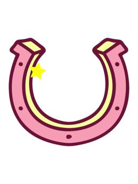 Parlayan yıldızlar, parlak renkli at nalı ikonik dövme görüntüsünün animasyonunu etkiler.