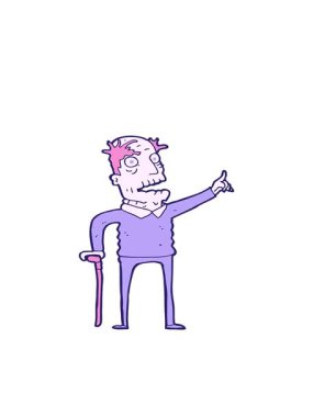 Çizgi filmdeki yaşlı adamın hareketli animasyonu.