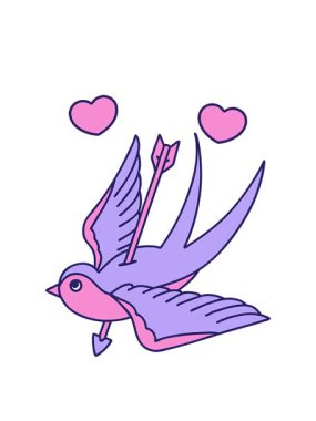 Kırlangıç tarzında dövmenin dönen kalp animasyonu