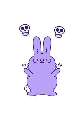 dönen kafatası animasyonu el çizimi tuhaf çizgi film tavşanı