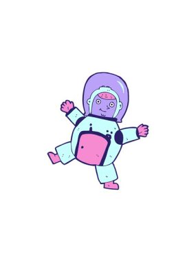 Astronot çizgi filminin yıldız patlaması etkisi animasyonu