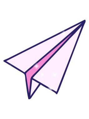 Kağıt uçağın sevimli çizgi filminin ışıltı etkisi