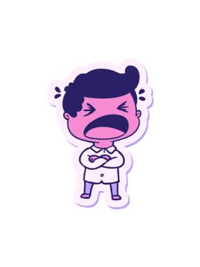 Bağıran bir çizgi filmin çıkartmasının titreşimli hareketi.