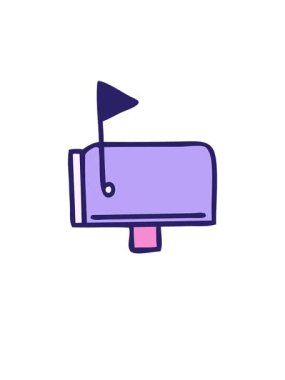 Sevimli bir posta kutusunun karikatürünün yükselişi ve yüzüşü