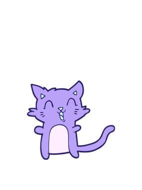 Mutlu bir kedinin çizgi filminin yükselişi ve yüzüşü