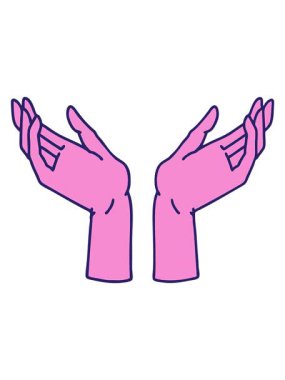 Açık ellerin ikonik dövme görüntüsünün canlandırmasını bob ve duraklat