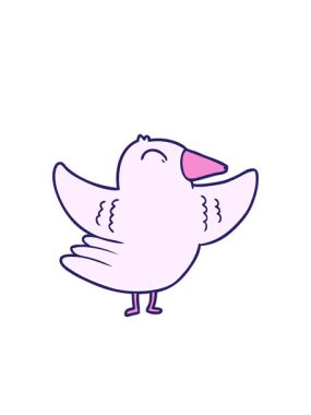 Eğlenceli bir kuşun çizgi filminin göz kırpan radyal çizgileri