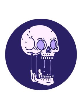 Bir kafatasının ikonik retro dövme tasarımının basınçlı animasyonu