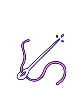 Bir iğne ve ipliğin çizgi filminin yanıp sönen radyal çizgileri