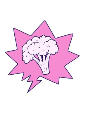 Konuşma baloncuğu ile çizgi film brokolisinin canlandırma efektini göster