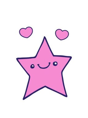 Mutlu çizgi film yıldızının dönen kalp animasyonu