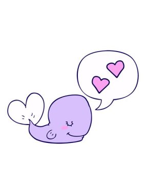 neon ışık efekti çizgi film balinasının konuşma baloncuğuna aşık oluşu