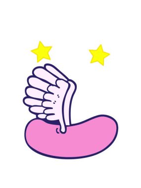 dönen yıldızların animasyonu el çizimi karikatür tarzı uçan sosis