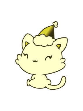 Kawaii kedisinin el çiziminin renk değişimi gradyan çizgi filmi