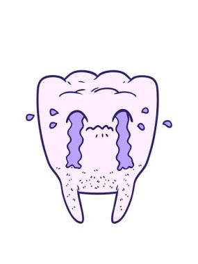 Çizgi film dişlerinin ağlayışını canlandırıyor.