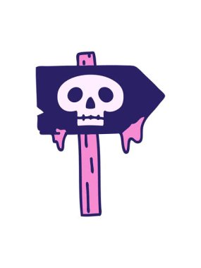 Kafatası olan ürkütücü bir cadılar bayramı tabelasının ışık efekti animasyonu