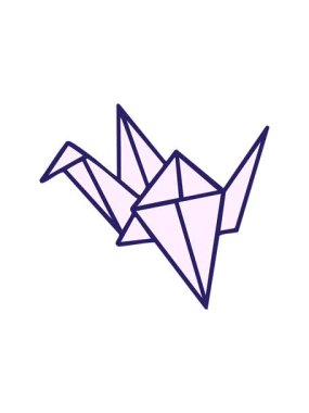 Japon katlanmış kağıt origami kuşunun hareketli animasyonu