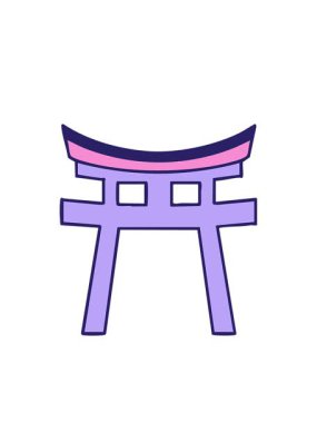 Yanıp sönen radyal çizgiler Japon shinto torii türbesi kapısı animasyonu