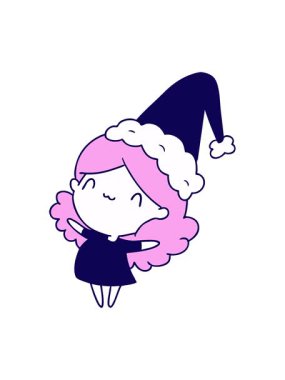 Bir Kawaii kızının noel karikatürünün neon ışık efekti animasyonu